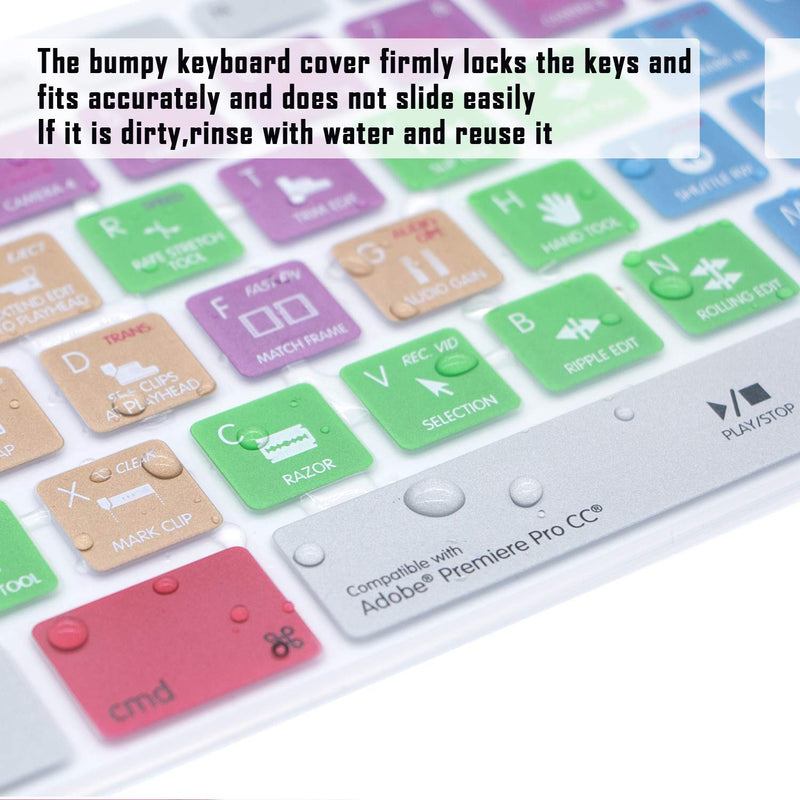 [Australia - AusPower] - MMDW English Silicone Premiere Pro CC Shortcuts Hotkey Keyboard Cover Skin for iMac G6 MB110LL/B MB110LL/A A1243 Keyboard with Numeric Keypad NumberPad(US and EU Version) 