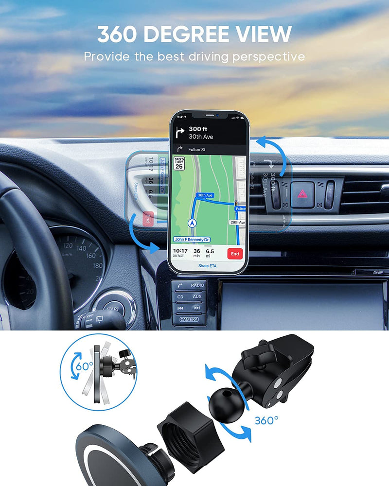 [Australia - AusPower] - APMIEK Magnetic Wireless Car Charger for iPhone12/12 Pro/12 Pro Max/12 Mini/MagSafe Case,Auto Alignment Thermostatic Fast Wireless Charging for Car Air Vent Holder Charger 