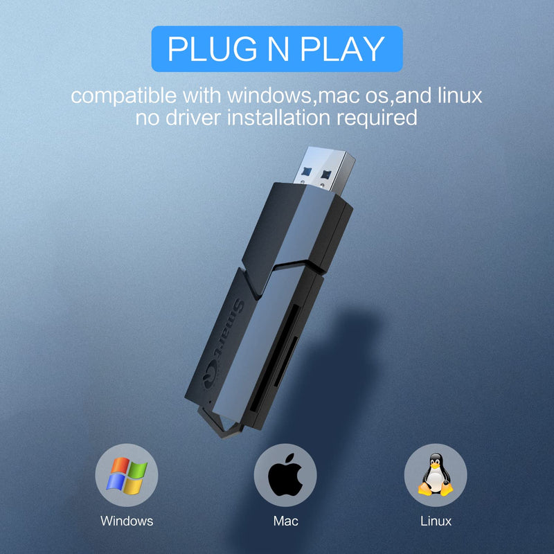 [Australia - AusPower] - SmartQ C307 USB 3.0 Portable Card Reader for SD, SDHC, SDXC, MicroSD, MicroSDHC, MicroSDXC, with Advanced All-in-One Design Single 