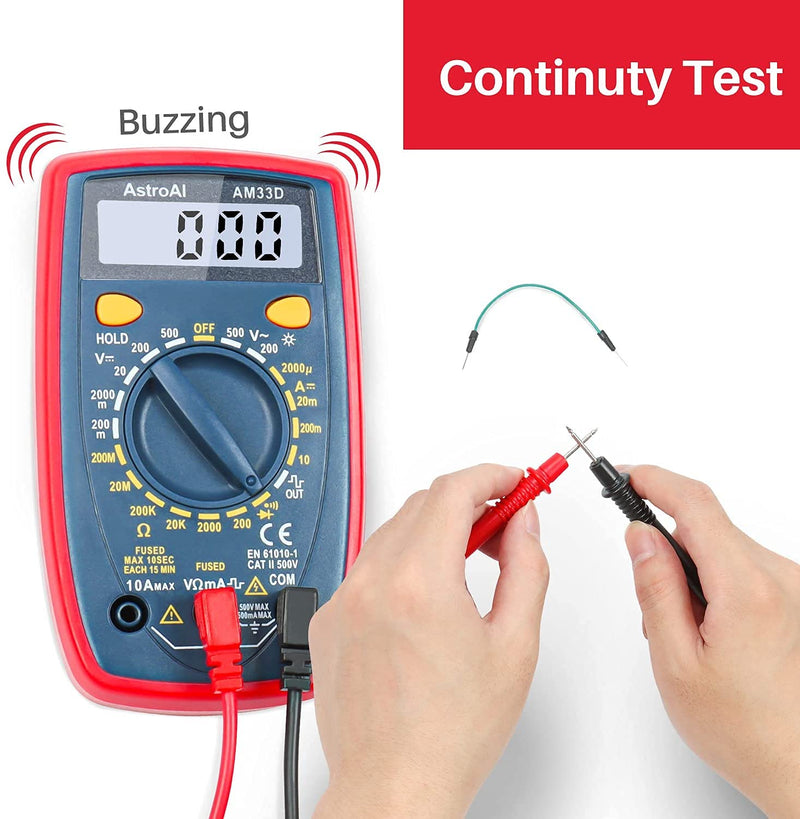 [Australia - AusPower] - AstroAI Multimeter 2000 Counts Digital Multimeter with DC AC Voltmeter and Ohm Volt Amp Tester ; Measures Voltage, Current, Resistance; Tests Live Wire, Continuity 