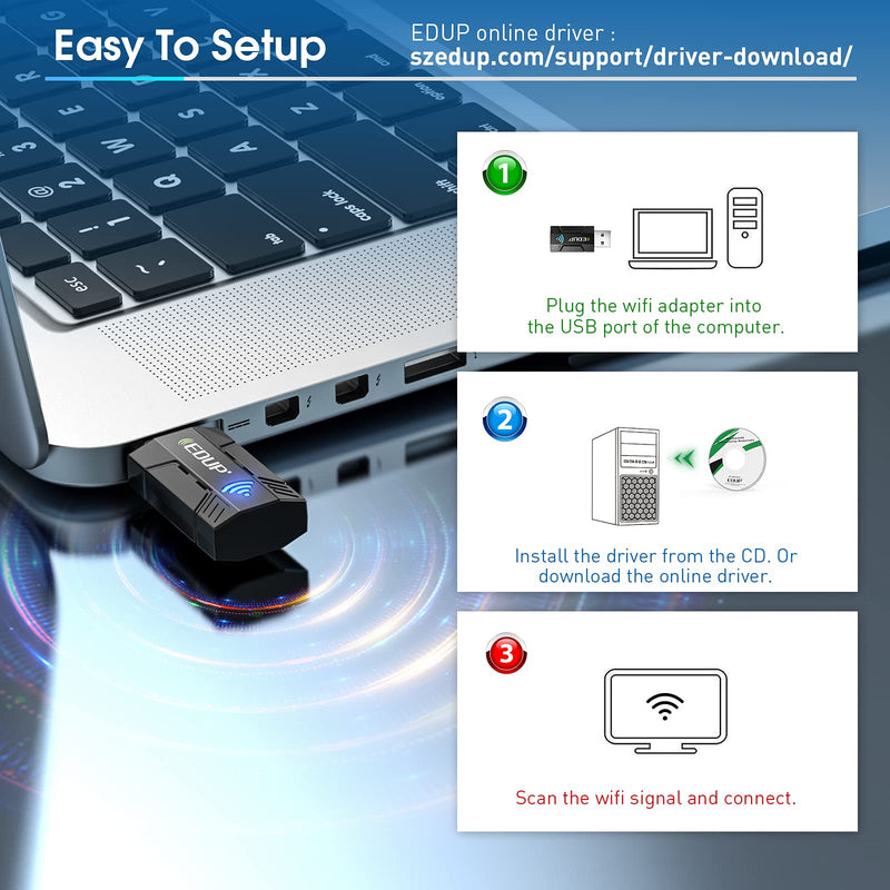 [Australia - AusPower] - EDUP LOVE USB 3.0 Wireless WiFi Adapter AC1300Mbps for PC, USB Wi-Fi Dongle AC Mini Network Adapters 802.11ac 2.4GHz/5.8GHz Built-in Antenna for Windows 10/11/ 7/8/8.1/XP/Vista/ Mac OS 10.6-10.15 EP1689GS 
