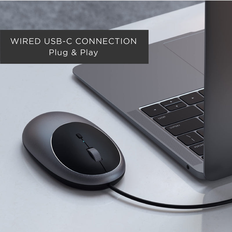 [Australia - AusPower] - Satechi Aluminum C1 USB-C Wired Mouse – Optical Computer Mouse – Compatible with 2021 iMac M1, 2021 iPad Pro M1, 2020 MacBook Air M1, 2020 Mac Mini (Space Gray) Space Gray 