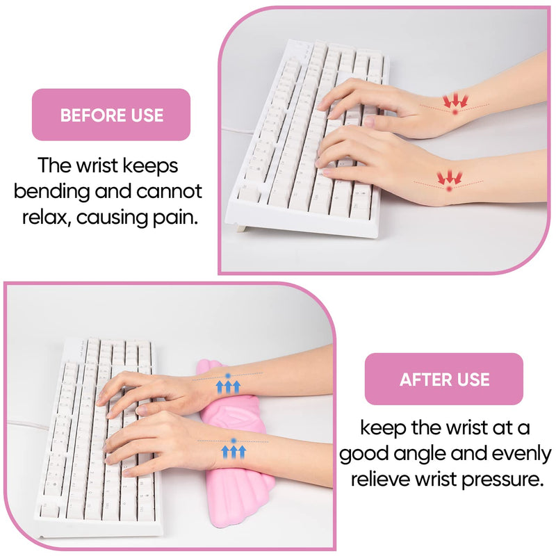 [Australia - AusPower] - Angel Wings Cloud Keyboard Wrist Rest, Soft Leather Memory Foam Wrist Support/Cushion for Cool Typing, Ergonomic Kwaii Wing Computer Palm Rest for PC Gaming/Office/Laptop/Hand Pad/Cute Desk/Mac(Pink) Pink 