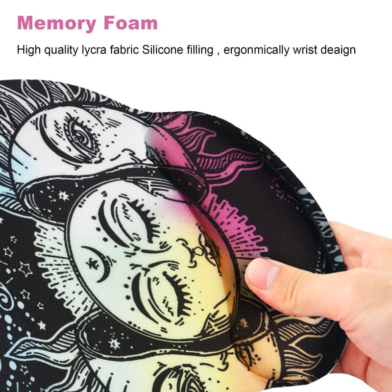 [Australia - AusPower] - ArtSo Ergonomic Mouse Pad with Wrist Rest Support, Memory Form Non-Slip Rubber Base Mousepad for Home, Office, Easy Typing & Pain Relief, Mandala Sun Face 