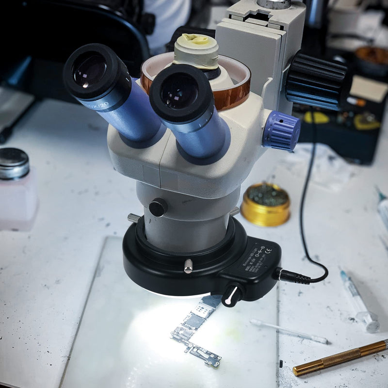 [Australia - AusPower] - Annhua 144 LED Ring Microscope Light Adjustable Illuminator, Microscope Lamp LED Ring Light Source for Lab Stereo Microscopes, Camera and Mini Lathe - Black 