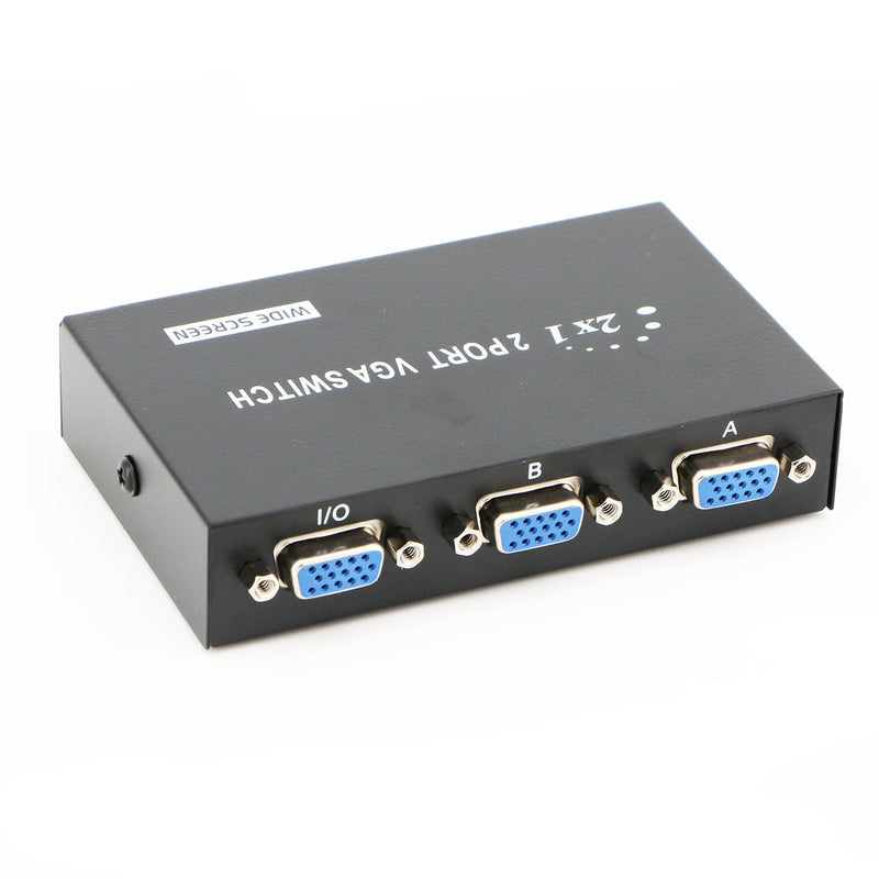 [Australia - AusPower] - PASOW VGA 2 in 1 Out 2 Port VGA Switch Press Button Two Way VGA Vedio Switch for PC TV Monitor -Black 