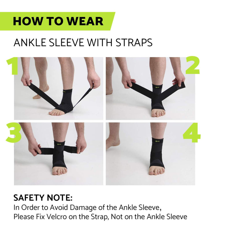 [Australia - AusPower] - GARNO Ankle Brace Compression Sleeve with Adjustable Straps, Arch Support & Foot Stabilizer, Elastic Wrap for Plantar Fasciitis, Achilles Tendonitis Recovery, Sports Bandage Sock; Men, Women 1 