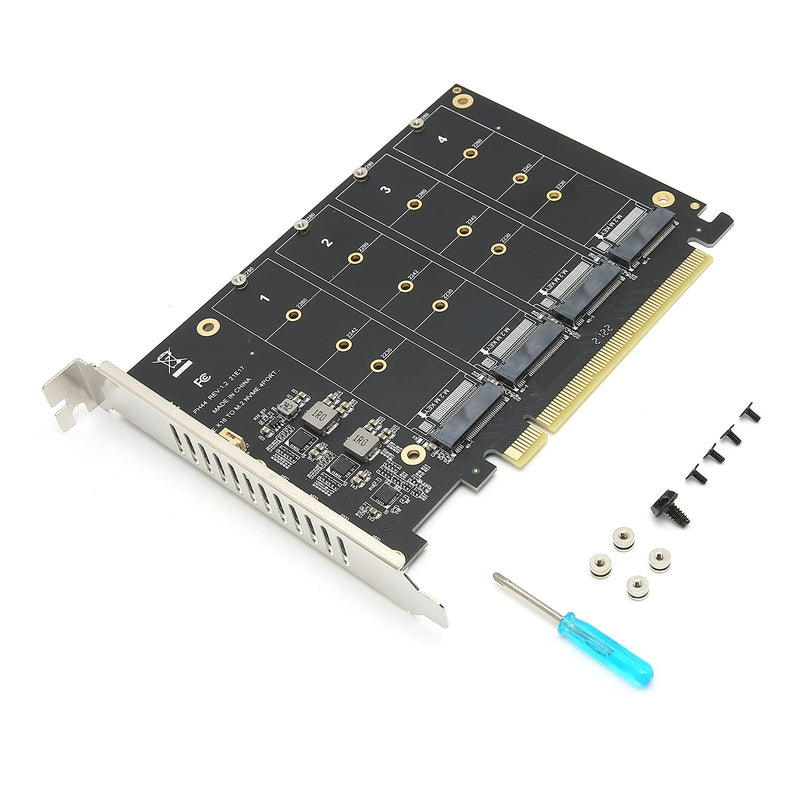 [Australia - AusPower] - M.2 NVME SSD to PCIe 4.0 Adapter Card, 4 Port M.2 NVMe to PCIE x16 Expansion Card for M Key NVMe SSD, 4 x 32Gbps Full‑Speed(ph44) ph44 