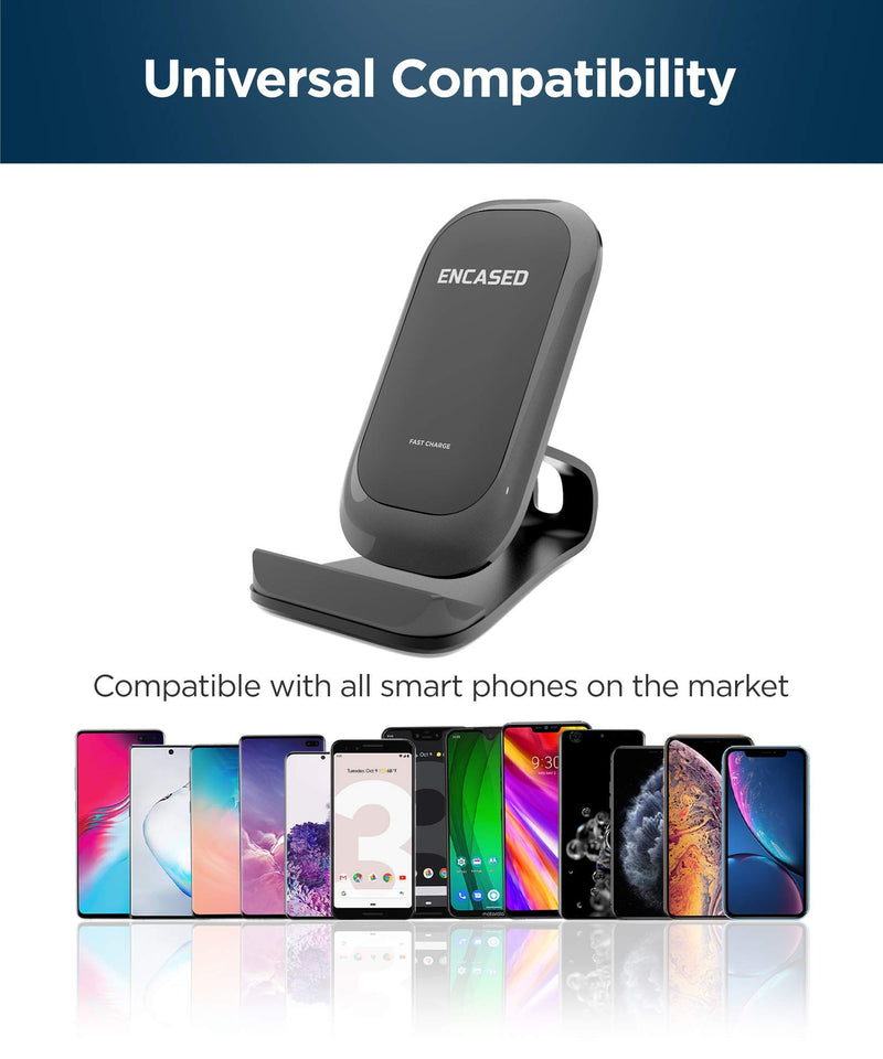 [Australia - AusPower] - Encased (15W) Wireless Charger for iPhone 13/12/ Pro Max/ 11 Fast Charging Stand, Aluminum Desktop Qi Mount with Cable (Slim Case Compatible) 