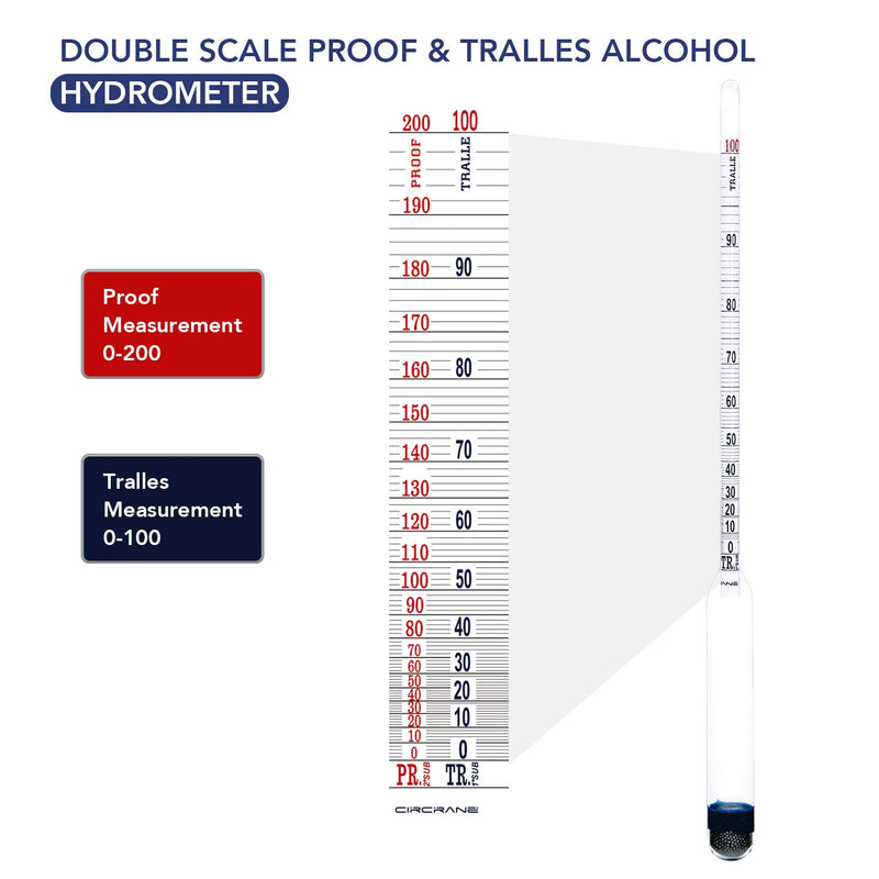 [Australia - AusPower] - Circrane 0-200 Proof & Tralle Alcohol Hydrometer, Accurate Tester for Liquor, Distilling Moonshine Alcoholmeter 