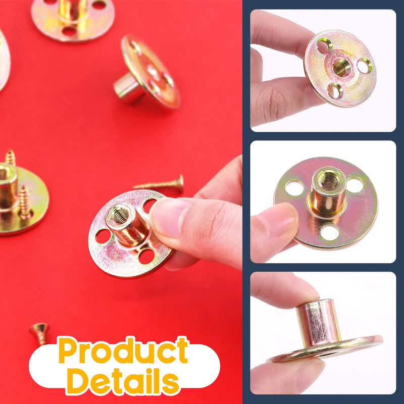 [Australia - AusPower] - Hilitchi 64Pcs M6 Brad Hole Tee Nut Carbon Steel Screw in T Nuts Round Base Mounting Hardware Fitting Fastener Flange Insert Female Thread with Screws (M6-64PCS) M6-64PCS 