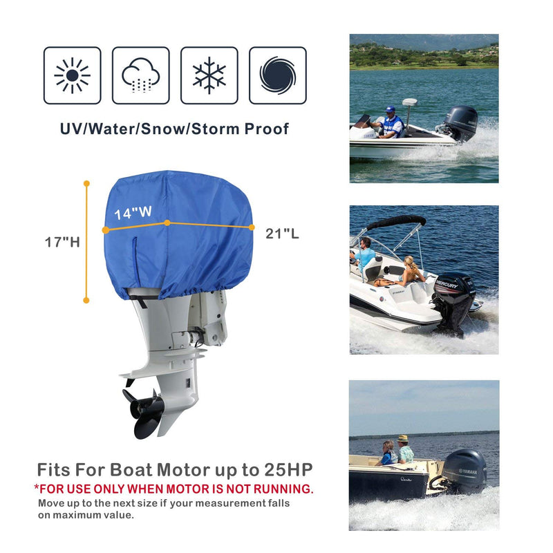 [Australia - AusPower] - Explore Land Outboard Motor Cover - Waterproof 600D Heavy Duty Boat Engine Hood Covers - Fit for Motor up to 25 HP, Blue 