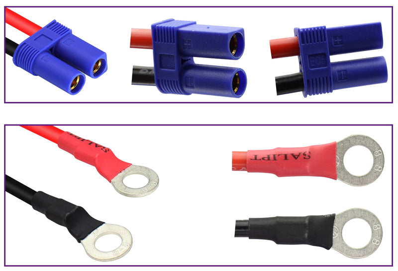 [Australia - AusPower] - AAOTOKK EC5 to O Ring Terminal Cable,EC5 Female to O Ring Eyelet Terminal Plug Connector Cable 10AWG RC ESC Charger Side Power(40cm/15inch) 