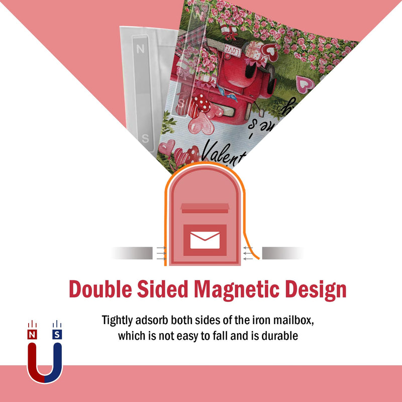 [Australia - AusPower] - FBCOO Valentine's Day Red Truck Mailbox Cover Magnetic Standard Size 21"x19", Love Balloon Rose Gift Decorative Post Letter Box Wrap Decor, Farmhouse Anniversary Wedding Garden Yard Outdoor Decoration Car 