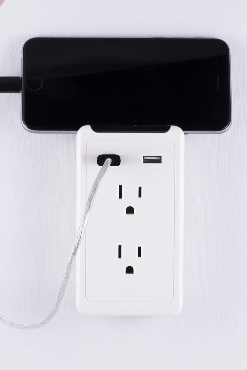 [Australia - AusPower] - GE 2-Outlet 2 USB Port Plug-in Power Adapter, White, 27368 