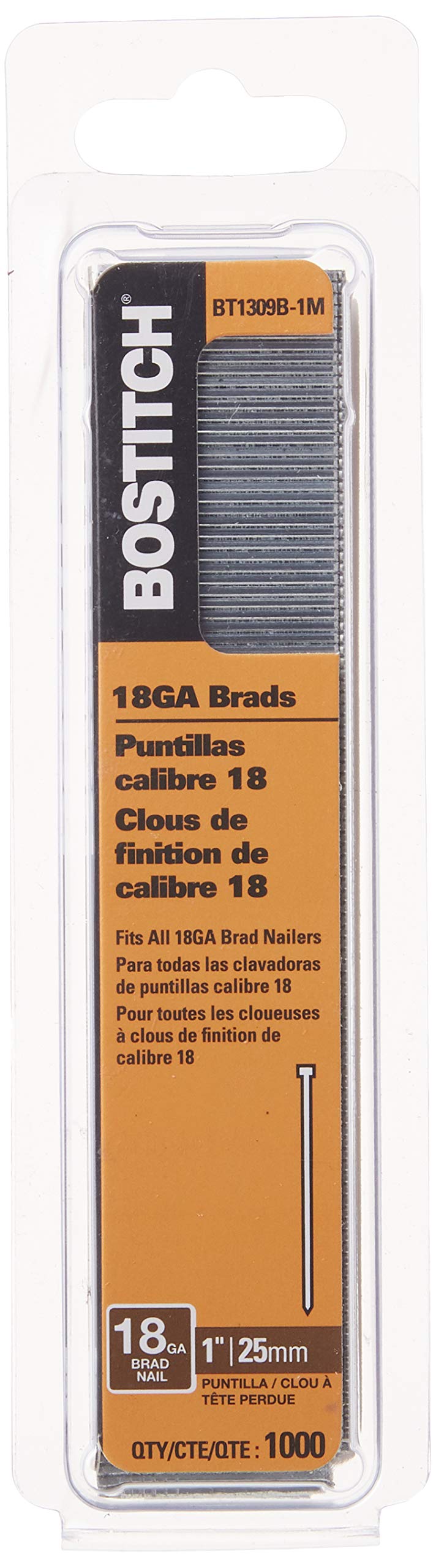[Australia - AusPower] - BOSTITCH 18 Gauge Brad Nails, 1-Inch, 1000 per Box (BT1309B-1M) 