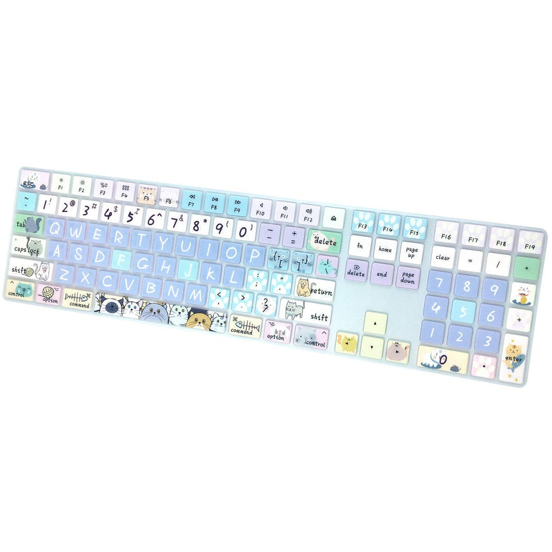 [Australia - AusPower] - WSLUCKO Silicone Keyboard Cover Skin for 2017/2018 Apple iMac Wireless Magic Keyboard with Numeric Keypad (Model:MQ052LL/A A1843), US Layout, Cute Cat 