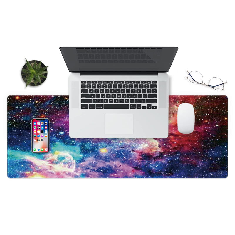 [Australia - AusPower] - ZYCCW Large Gaming Mouse Pad, Oversized Extended Mat Desk Pad Keyboard Pad (31.5"x11.8"x0.15") Thick Non-Slip Rubber Stitched Edges(Space Galaxy Nebula)… 
