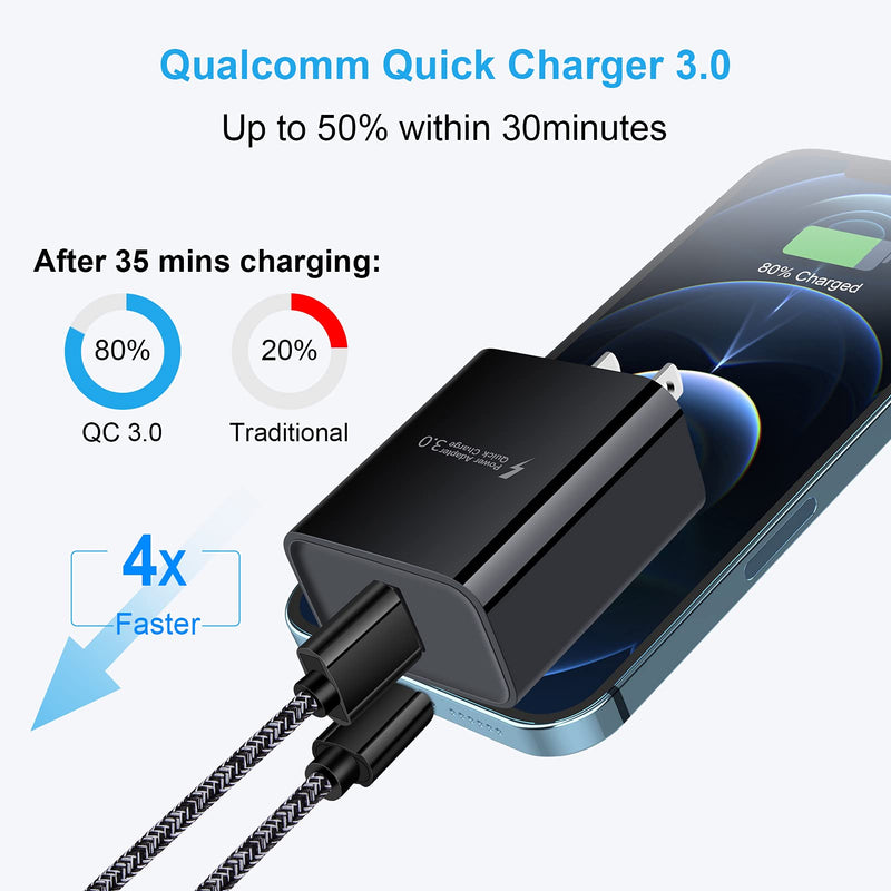 [Australia - AusPower] - USB Charger Plug,Quick Charge 3.0 Fast Charging Block Wall Charger Cube Box Compatible with iPhone,Samsung Galaxy S22 S21 S20 Note20 S10 S10e S9 S8 A21 A20 A11 A71 A51 A01 A50 A10e,LG,Moto,HTC,Android black-QC 