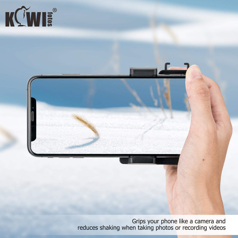 [Australia - AusPower] - KIWIFOTOS 3 in 1 Cell Phone Tripod Mount, Phone Camera Grip Handle Holder with Detachable Bluetooth Shutter Remote Control and Cold Shoe Mount for iPhone Android Smartphone Selfie Vlog Video Shooting 