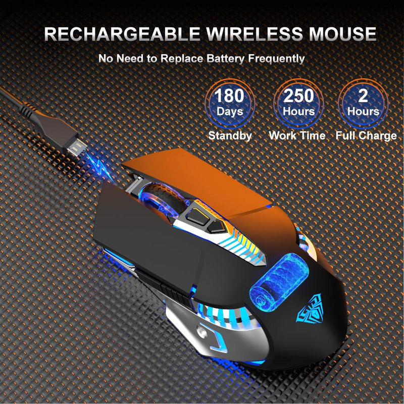 [Australia - AusPower] - AULA 2.4G Wireless Gaming Mouse, Rechargeable Bluetooth 5.0 3.0 Computer Mice with Side Buttons, LED Backlit, Ergonomic Cordless Mouse for PC/Mac Laptop, Tablet, Desktop, ( SC200, Pink ) 