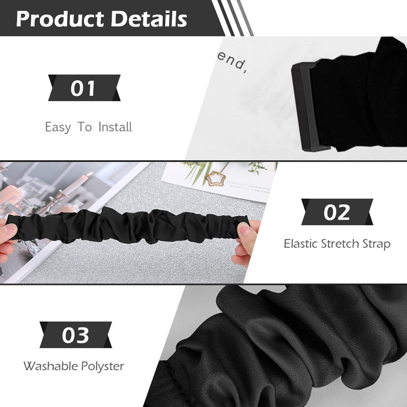 [Australia - AusPower] - Scrunchie Watch Bands for Women Compatible with Fitbit Sense/Versa 3 Elastic Scrunchy Replacement Band Soft Stretchy Band For Fitbit Versa 3 /Sense E(Black/White/Gray/Leopard/Black flower) Small-Size 