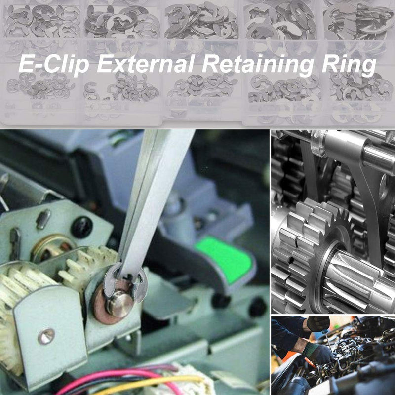 [Australia - AusPower] - Saipe 200pcs E-Clip External Retaining Ring Assortment Kit 10 Sizes E-Clip Circlip Ring 304 Stainless Steel Opening Snap Ring Circlip Set with Box (1.5/2 /3/4/5/6/7/8/9/10mm) 