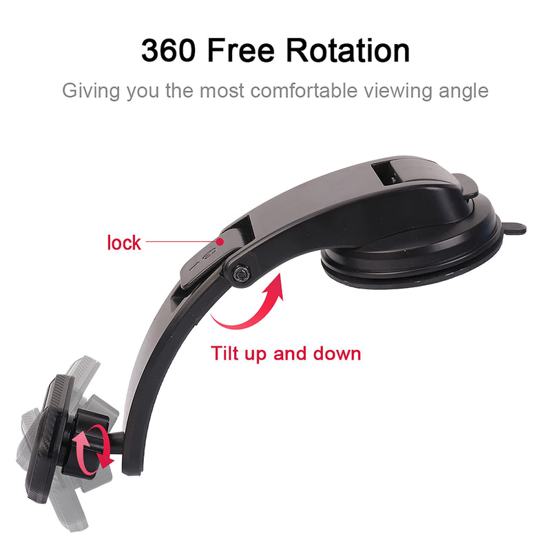 [Australia - AusPower] - SALEX Magnetic Suction Cup Phone Holder for Car Dashboard, Windshield. Black Adjustable Cell Phone Clamp Mount. Universal Rotatable Mobile Phone Bracket for Gadgets, Smartphone, Tablet. Cradle for GPS 