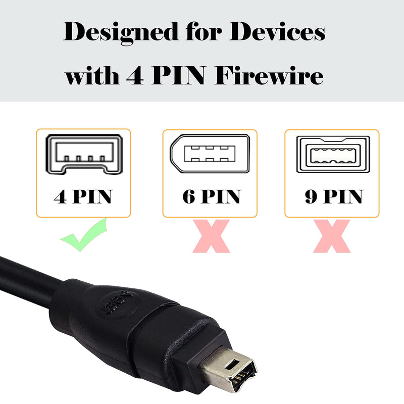 [Australia - AusPower] - GINTOOYUN 6FT FireWire IEEE 1394 Cable,4 Pin to 4 Pin Male to Male Cord,FireWire 400 DV iLink Cable for Laptop to Camcorder 