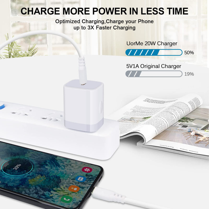 [Australia - AusPower] - USB-C Charger Box for iPhone 13/12, 20W Fast PD Power Adapter, UorMe 2 Pack USB C Plug Charging Block Brick for iPhone 13 Mini/12 Pro Max/SE, iPad, Samsung Galaxy S22+ S21 S20 Ultra A13, Pixel 6 5A 