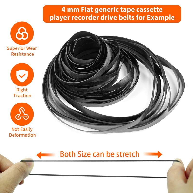 [Australia - AusPower] - 100 Pcs Recorder Rubber Belts - Cassette Recorder Repair Maintenance Mix Flat Cassette Tape Machine Rubber Belts 40-135 MM, 50 PCs 1 MM Width and 50 PCs 4 MM Width 
