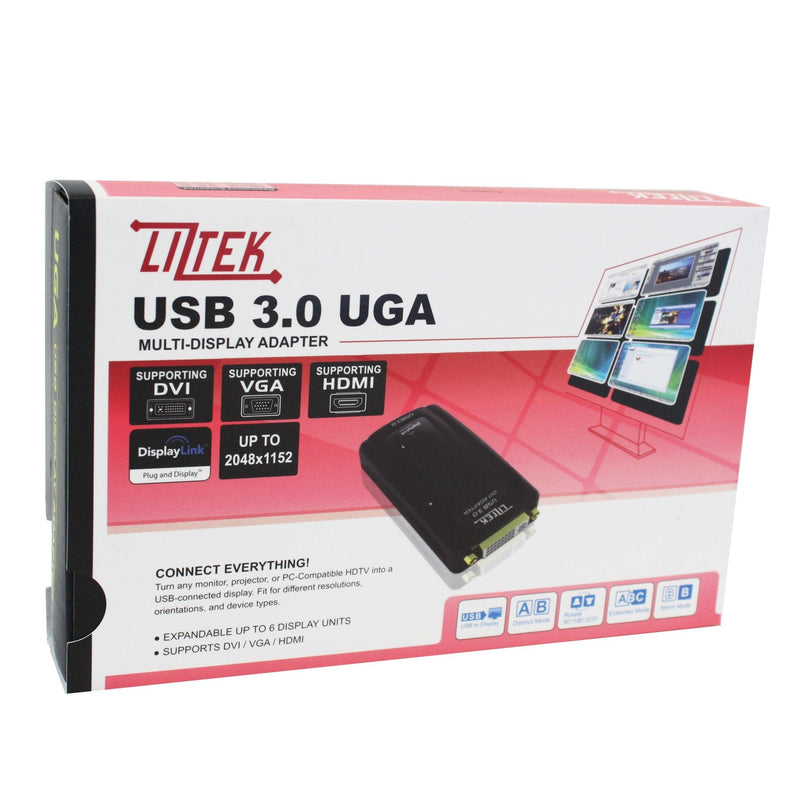 [Australia - AusPower] - Liztek 3400D USB 3.0 to VGA/DVI/HDMI Video Graphics Adapter Card for Multiple Monitors up to 2048x1152 / 1920x1080 Each (DisplayLink DL-3500 Chipset - Windows XP, 7, 8, 8.1) 2048 DVI/VGA/HDMI 2048 x 1152 