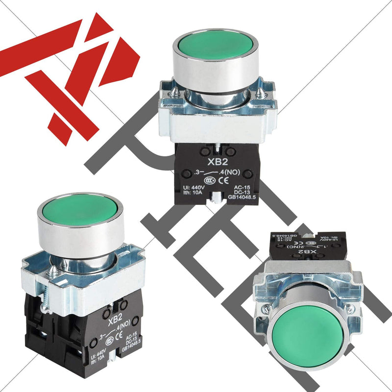 [Australia - AusPower] - APIELE 2PCS 22MM Momentary Push Button Switch Red Green 1NO 1NC Metal Head XB2-11BN-G&R (1 Red 1 Green) 