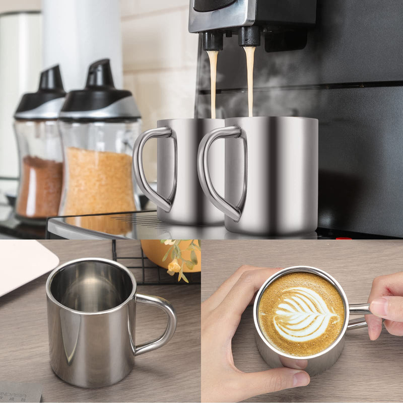 [Australia - AusPower] - Set of 4 Stainless Steel Coffee Mug with Handle Metal Double Walled Cups 7.5oz/ 220ml Camping Mug Dishwasher Safe Tea Cups for Home Camping Travel Outdoors RV Keep Drinks Hot 