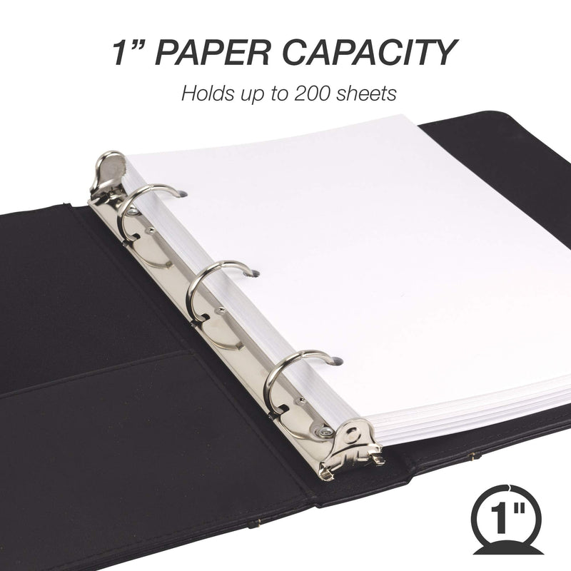 [Australia - AusPower] - Samsill 1" Junior Size Contrast Stitch Leather 3 Ring Binder, Holds 8.5 x 5.5" Paper Size, Portfolio Organizer, Black 8.5 x 5.5" Capacity 1" 