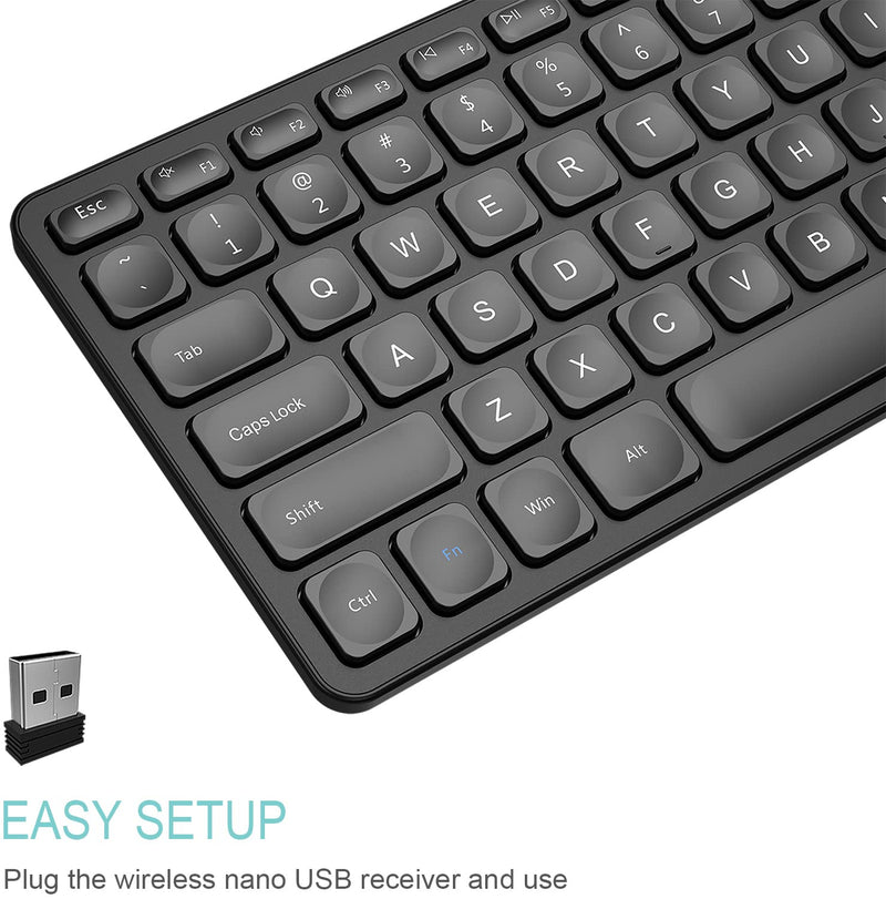 [Australia - AusPower] - Arteck 2.4G Wireless Keyboard Ultra Slim and Compact Wireless Keyboard with Media Hotkeys for Computer/Desktop/PC/Laptop/Surface/Smart TV and Windows 10/8/ 7 Built-in Rechargeable Battery 