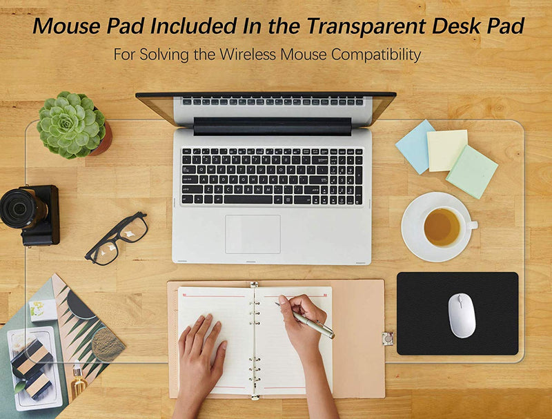 [Australia - AusPower] - Clear Desk Pad Blotter 16 X 32 Inch Office Desk Mats Table Protector on Top of Desks for Laptop Computer Keyboard Transparent Desktop Cover Vinyl PVC Desk Writing Mat with Mouse Pad Waterproof Plastic 16X32 Inch Clear 