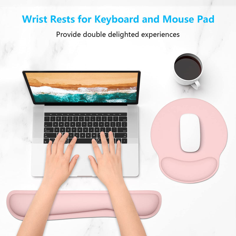 [Australia - AusPower] - Dapesuom Keyboard Wrist Rest and Mouse Pad with Wrist Support, Memory Foam Wrist Rests for Keyboard and Mouse Set, Ergonomic Wrist Pad with Non Slip Base for Easy Typing and Pain Relief, (HSTZ-Pink) Pink 