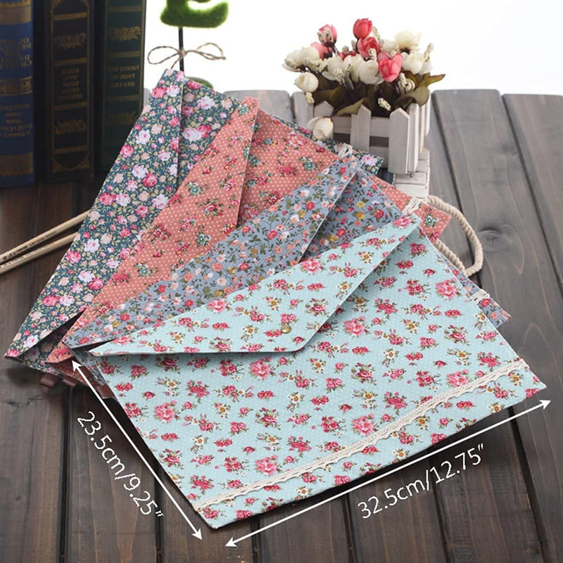 [Australia - AusPower] - Oak-Pine 4 Pcs / 1 Set Portable Floral A4 File Envelope Fabric Document Bag Paper Pockets Letter Folder with Snap Button Closure 
