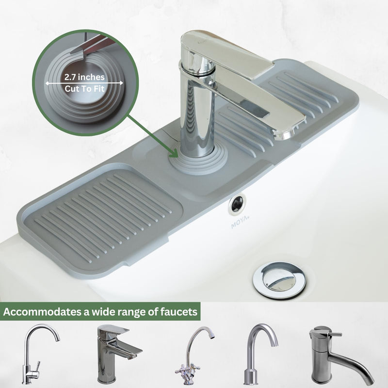 [Australia - AusPower] - Silicone Draining Mat For Kitchen Sink, 17.7 x 5.5 inches, 5Â° Sloped Kitchen Sink Splash Guard, Faucet Splash Guard For Kitchen Sink, Silicone Sink Mat, Dark Gray 17.7 Inch 