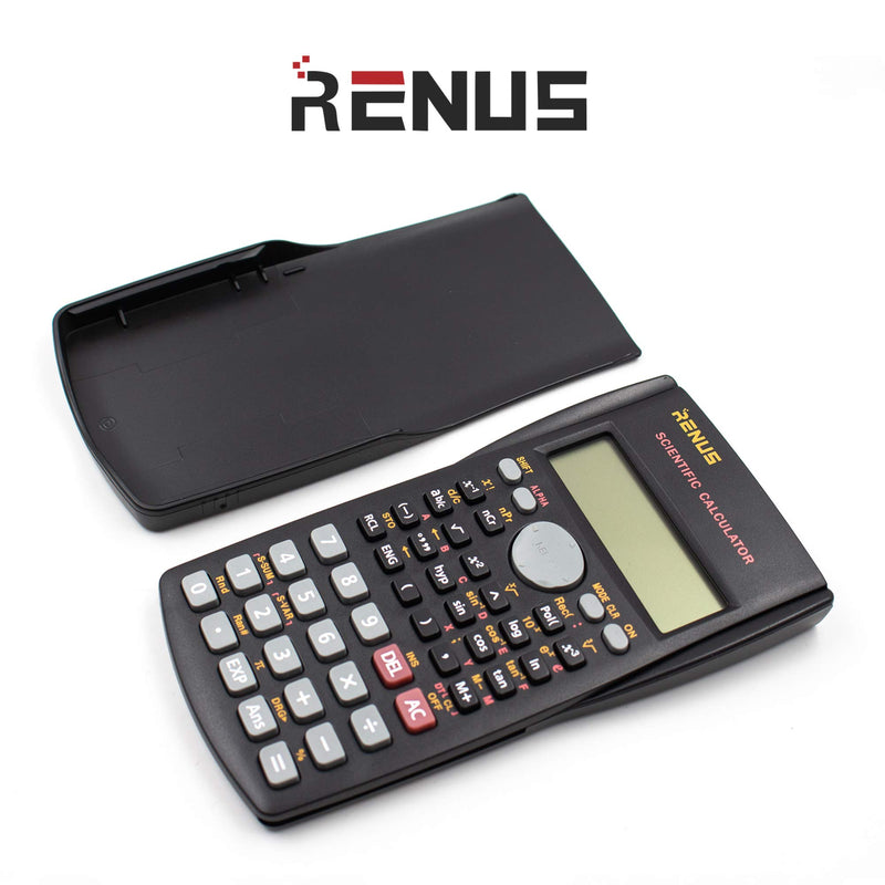 [Australia - AusPower] - RENUS 2-Line Engineering Scientific Calculator Function Calculator for Student and Teacher 2 AA Batteries Included 1PCS Black 