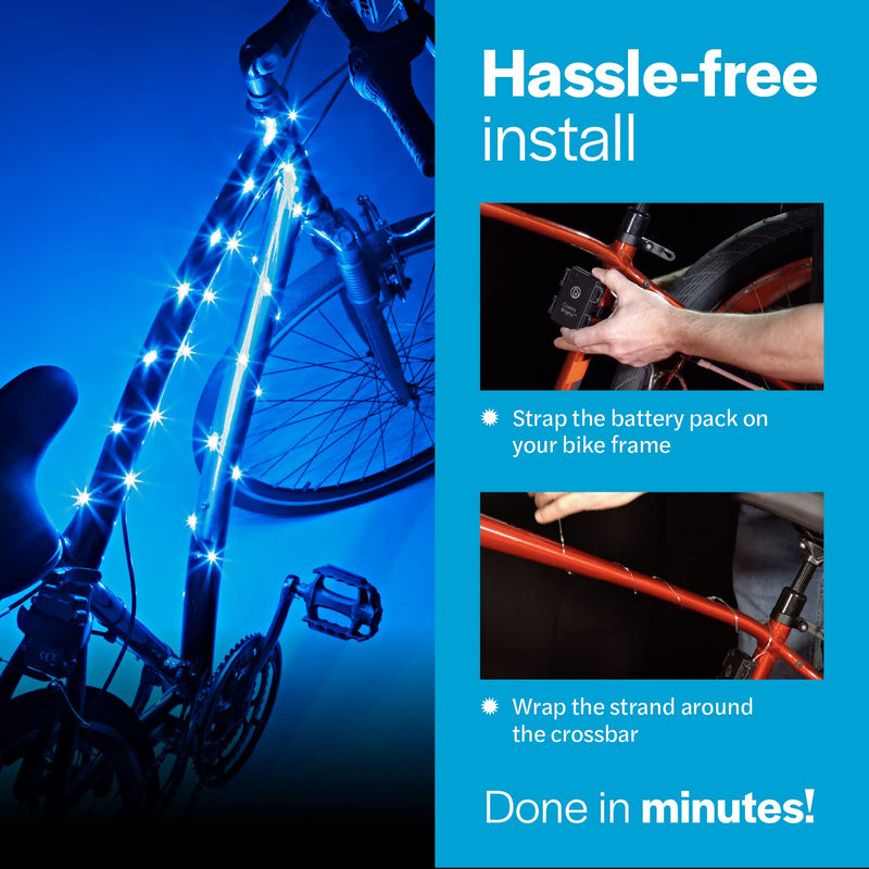 [Australia - AusPower] - Brightz CosmicBrightz LED Bike Frame Rope Light - 6.5-Foot String Rope - Battery-Powered with On/Off Switch - Ultra Bright Color Keeps Your Ride Fun and Safe for Kids, Teens, & Adults Blue 