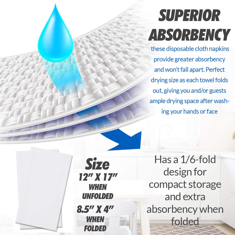 [Australia - AusPower] - shawberri 100 Large Disposable Guest Towels for Bathroom, Premium Linen-Like, Multi-Fold, Cloth-Feel Napkins, a Hygienic Solution for Kitchen, Party, Weddings and Events White - Premium Soft 