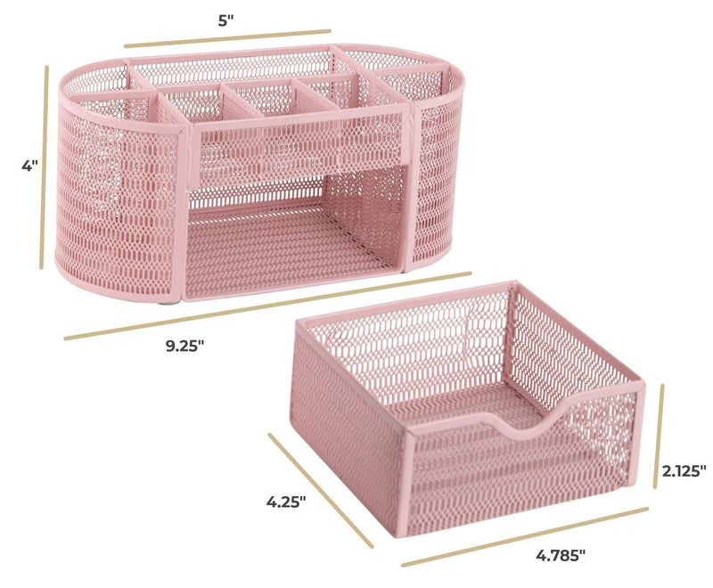 [Australia - AusPower] - Pink Desk Organizer - Girlie Desk Accessories - Strong Metal Construction - Office Supply Storage for Home or Office - Desk Organizer Pink - Light Pink Desk Accessories 