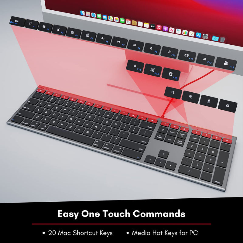 [Australia - AusPower] - Macally Ultra-Slim USB Wired Computer Keyboard - Works Great as Both a Windows or Wired Mac Keyboard - Compatible Full Size Apple Keyboard with Numeric Keypad for Mac Mini, iMac, MacBook - Space Gray Space Grey 