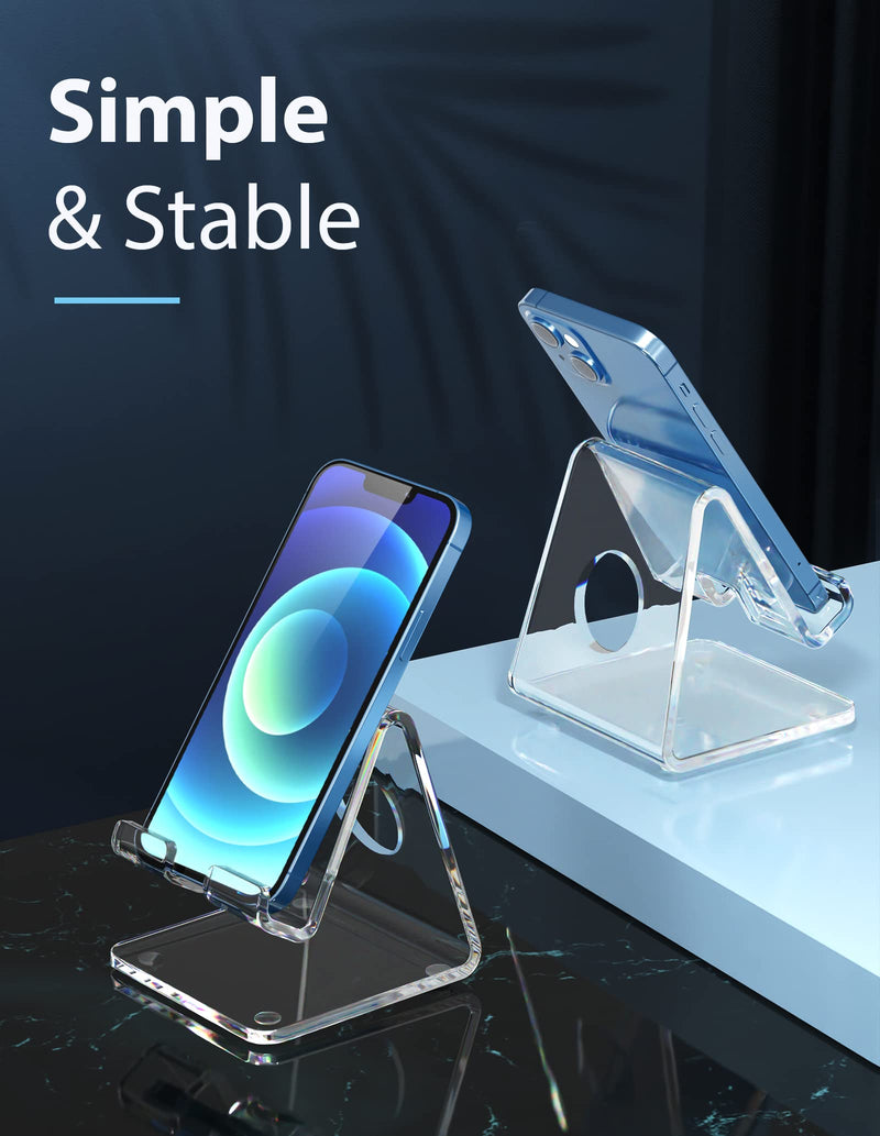 [Australia - AusPower] - DesignComfort Acrylic Cell Phone Stand , Acrylic Phone Stand for Desk,Clear Phone Stand, Dock, Cradle, Compatible with Phone 13 Pro Max Mini 11 Xr 8 SE, Android Smartphone, Pad,Desk Accessories 