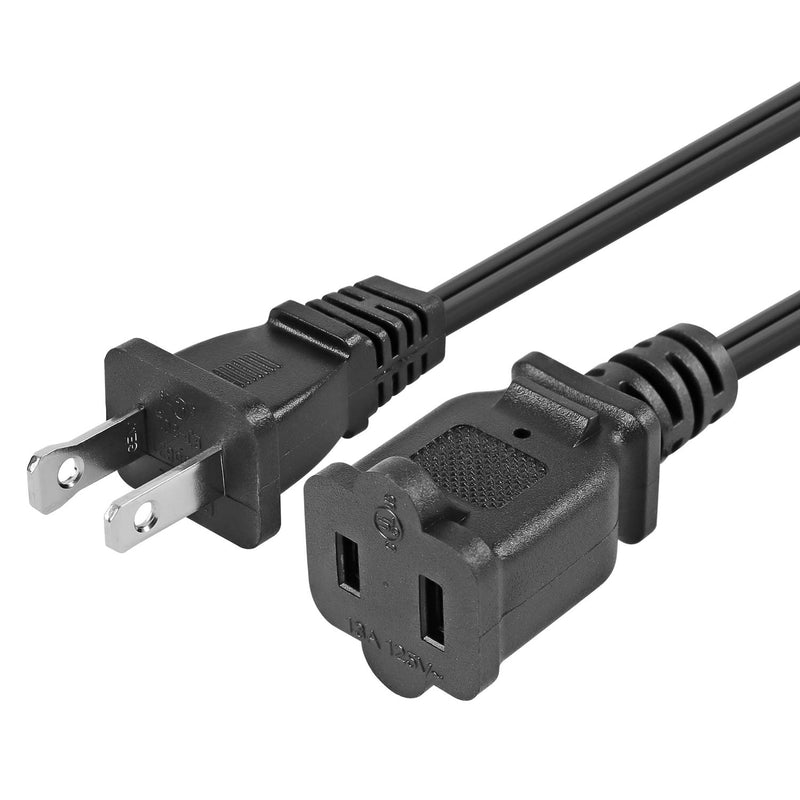 [Australia - AusPower] - VSEER 2 Prong Extension Cord US AC 2-Prong Male and Female Power Cable 13A/125V, USA Outlet Saver Power Extension Cord Cable for NEMA 5-15P to NEMA 5-15R (1FT) 1FT Black 