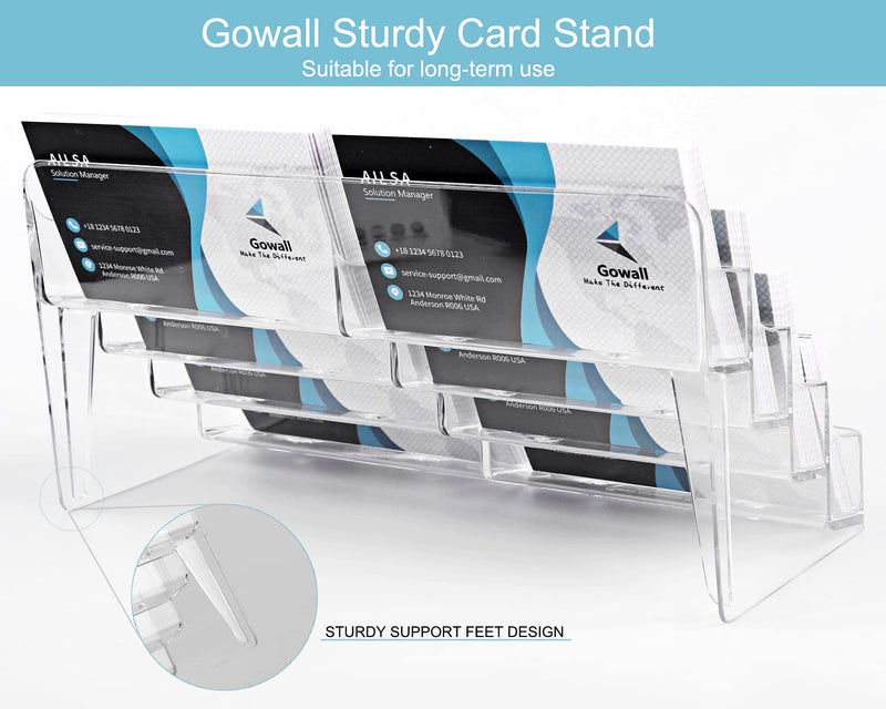 [Australia - AusPower] - Gowall Business Card Holder, 8 Pocket Acrylic Business Card Holder for Desk Clear Business Card Stand Desktop Business Card Holders Plastic Business Card Display for Exhibition, Home and Office 1 