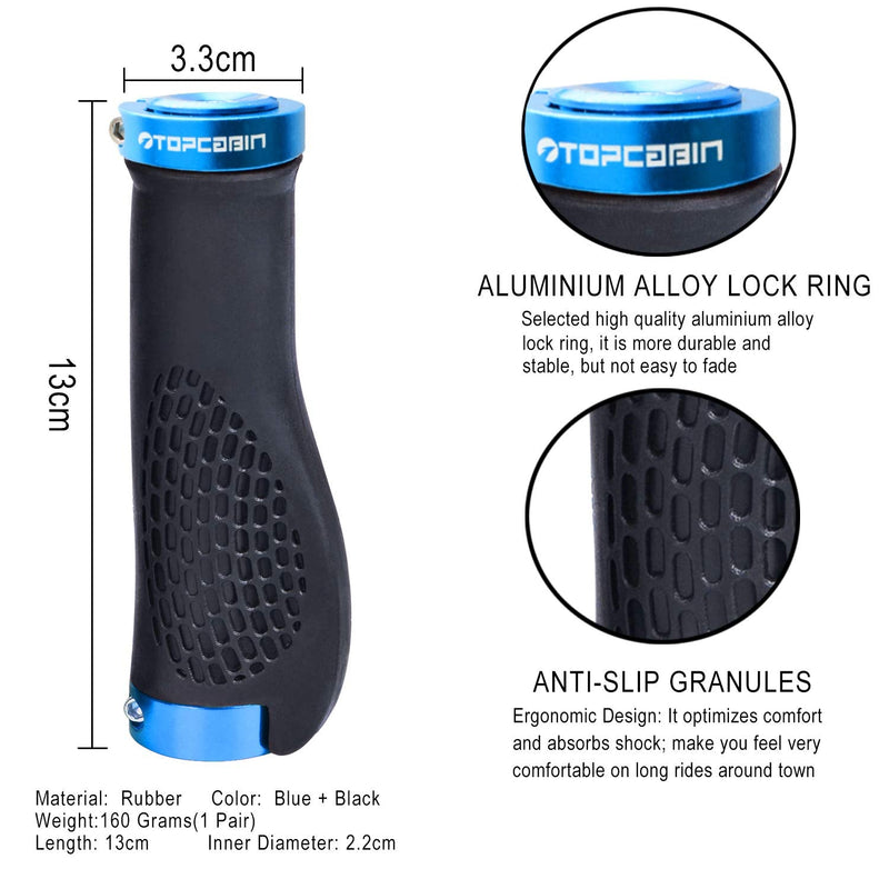 [Australia - AusPower] - TOPCABIN Bike Grips,Ergonomic Design Bicycle Grips Widen Holding Rubber Bike Handlebar Grips with Aluminum LockGrips for Bike Mountain Road MTB 