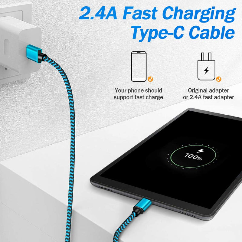 [Australia - AusPower] - USB C Cable 10 FT, USB Type C Cable Fast Charging,Udaton 2 Pack(10ft)Durable Nylon Braided Long USB C Charger Cord, Android Charger Compatible with Samsung Galaxy S22 S21, LG V20,Note 20, Moto G8,Grey Black&Blue 
